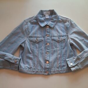 For the Republic blue denim jean jacket red medium